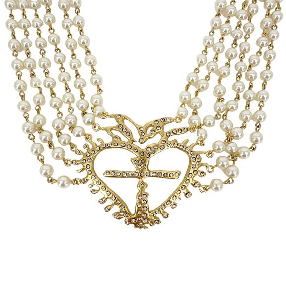 VIRGINS SAINTS & ANGELS VSA La Queen Collar in Cream Pearl & Gold - Picture 8 of 9